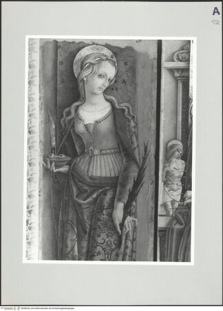 Vorderseite von Sigismondi, Roberto [https://www.deutsche-digitale-bibliothek.de/content/lizenzen/rv-fz/] Madonna mit Kind flankiert von den heiligen Sebastian und Cosmas, die heilige Lucia und Christus als Schmerzensmann - Seitentafel, bh508526_recto. Foto: Sigismondi, Roberto.