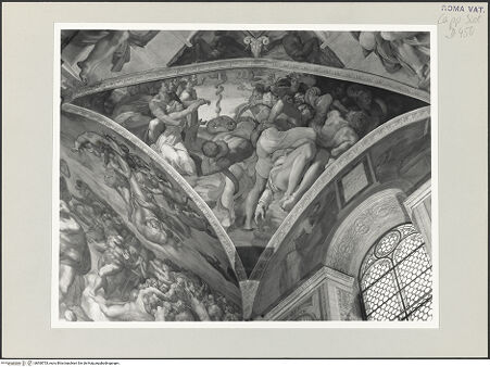 Vorderseite von Musei Vaticani [https://www.deutsche-digitale-bibliothek.de/content/lizenzen/rv-ez/] Die Sixtinische DeckeSzenen des Alten TestamentsDie Eherne Schlange - , bh508753_recto. Foto.