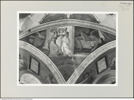 Vorderseite von Musei Vaticani [https://www.deutsche-digitale-bibliothek.de/content/lizenzen/rv-ez/] Die Sixtinische DeckeSzenen des Alten TestamentsJudith und ihre Magd - , bh508755_recto. Foto.