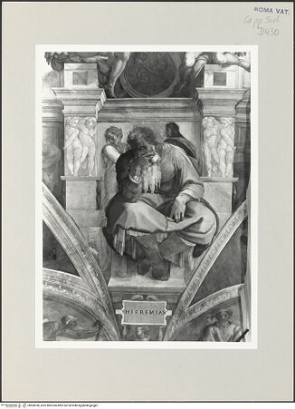 Vorderseite von Musei Vaticani [https://www.deutsche-digitale-bibliothek.de/content/lizenzen/rv-ez/] Die Sixtinische DeckePropheten und SibyllenJeremias - , bh508768_recto. Foto.