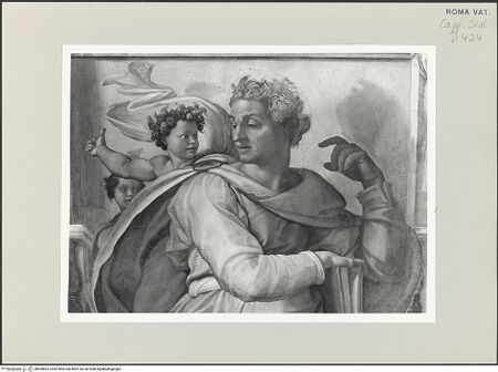 Vorderseite von Musei Vaticani [https://www.deutsche-digitale-bibliothek.de/content/lizenzen/rv-ez/] Die Sixtinische DeckePropheten und SibyllenJesaias - Ausschnitt: Oberkörper, bh508805_recto. Foto.