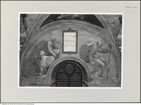 Vorderseite von Musei Vaticani [https://www.deutsche-digitale-bibliothek.de/content/lizenzen/rv-ez/] Die Sixtinische DeckeDie Vorfahren ChristiSalmon, Boas, Obed - , bh508857_recto. Foto.