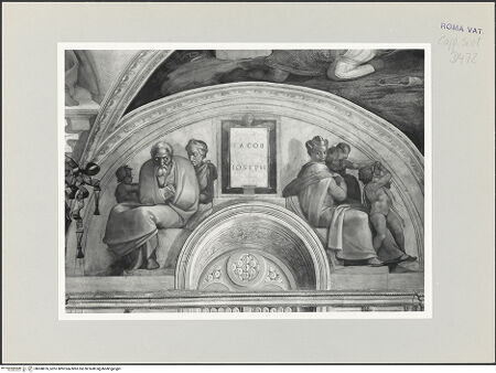 Vorderseite von Musei Vaticani [https://www.deutsche-digitale-bibliothek.de/content/lizenzen/rv-ez/] Die Sixtinische DeckeDie Vorfahren ChristiJakob und Joseph - , bh508876_recto. Foto.