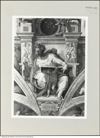Vorderseite von Musei Vaticani [https://www.deutsche-digitale-bibliothek.de/content/lizenzen/rv-ez/] Die Sixtinische DeckePropheten und SibyllenDaniel - , bh508886_recto. Foto.