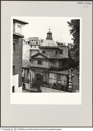 Vorderseite von Sopr BAS ROMA [https://www.deutsche-digitale-bibliothek.de/content/lizenzen/rv-ez/] Sant'Eligio degli Orefici - Außen, Blick von Nordwesten, bh508892_recto. Foto.