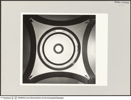 Vorderseite von Sopr BAS ROMA [https://www.deutsche-digitale-bibliothek.de/content/lizenzen/rv-ez/] Sant'Eligio degli Orefici - Innenraum, Blick in die Kuppel, bh508893_recto. Foto.