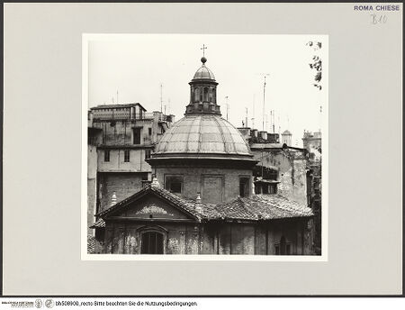 Vorderseite von Sopr BAS ROMA [https://www.deutsche-digitale-bibliothek.de/content/lizenzen/rv-ez/] Sant'Eligio degli Orefici - Tambour und Kuppel, Blick von Nordwesten, bh508900_recto. Foto.