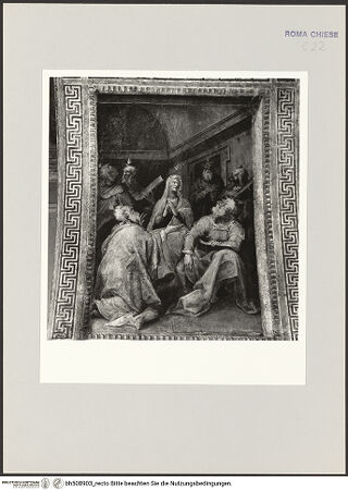 Vorderseite von Sopr. BAS ROMA [https://www.deutsche-digitale-bibliothek.de/content/lizenzen/rv-ez/] ApsisdekorationVorjochdekoration - Pfingsten, Bogenunterzug, links, bh508903_recto. Foto.