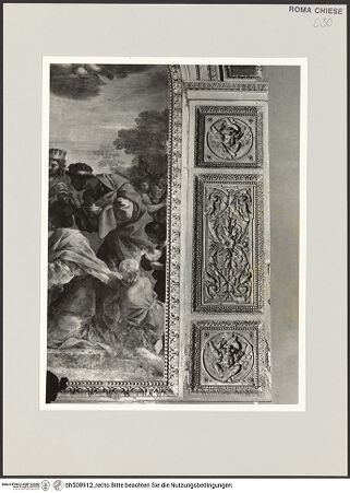 Vorderseite von Sopr. BAS ROMA [https://www.deutsche-digitale-bibliothek.de/content/lizenzen/rv-ez/] Anbetung der Könige, Sibyllen - Rahmende Stuckdekoration, bh508912_recto. Foto.