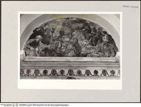 Vorderseite von Sopr. BAS ROMA [https://www.deutsche-digitale-bibliothek.de/content/lizenzen/rv-ez/] ApsisdekorationKrankenheilung des heiligen Eligius - , bh508914_recto. Foto.