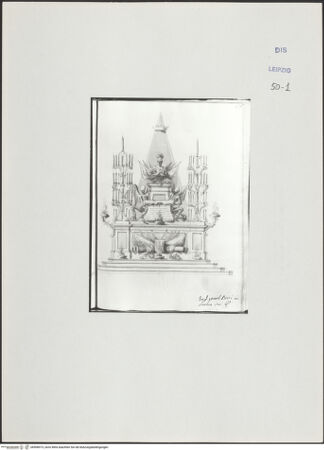 Vorderseite von Museum der bildenden Künste Leipzig [https://www.deutsche-digitale-bibliothek.de/content/lizenzen/rv-ez/] Album mit Zeichnungen und EntwürfenEntwurf für Grabmal - , bh508973_recto. Foto.