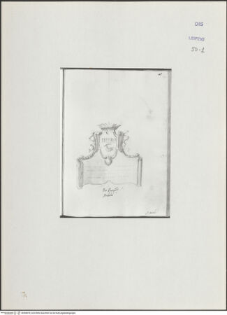 Vorderseite von Museum der bildenden Künste Leipzig [https://www.deutsche-digitale-bibliothek.de/content/lizenzen/rv-ez/] Album mit Zeichnungen und EntwürfenWappen und Inschrift - , bh508978_recto. Foto.