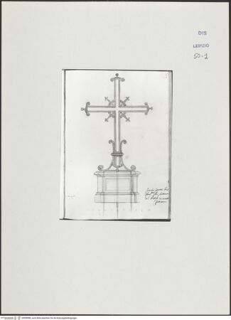 Vorderseite von Museum der bildenden Künste Leipzig [https://www.deutsche-digitale-bibliothek.de/content/lizenzen/rv-ez/] Album mit Zeichnungen und EntwürfenEntwurf für ein Kreuz - , bh508988_recto. Foto.