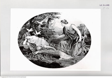 Vorderseite von Istituto Nazionale per la Grafica [http://creativecommons.org/publicdomain/mark/1.0/] Der schlafende Knabe Horaz wird von Tauben mit Lorbeerzweigen bekränzt, 2. Zustand? - , bh509452. Foto.