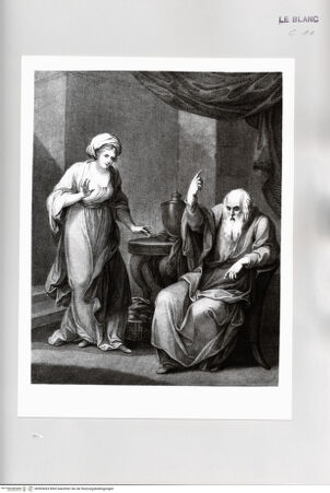 Vorderseite von Istituto Nazionale per la Grafica [http://creativecommons.org/publicdomain/mark/1.0/] Ahijah (Ahias) sagt der Frau des Königs Jeroboam den Tod ihres Sohnes Abijah (Abija) voraus, 1. Zustand - , bh509453. Foto.