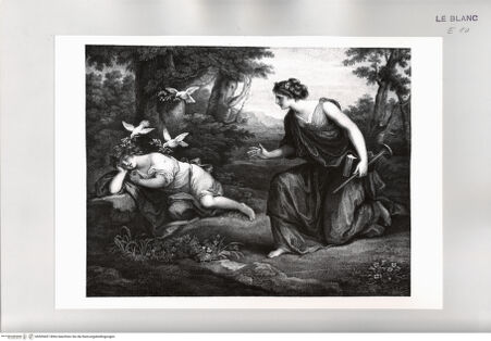 Vorderseite von Istituto Nazionale per la Grafica [http://creativecommons.org/publicdomain/mark/1.0/] Der schlafende Knabe Horaz wird von Tauben mit Lorbeerzweigen bekränzt, 3. Zustand - , bh509457. Foto.