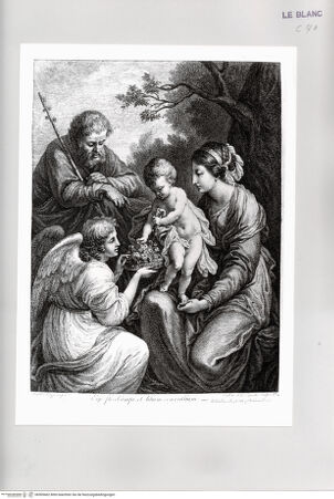 Vorderseite von Istituto Nazionale per la Grafica [http://creativecommons.org/publicdomain/mark/1.0/] Heilige Familie mit einem Engel, der dem Jesuskind einen Blumenkorb reicht - , bh509462. Foto.