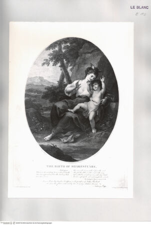 Vorderseite von Istituto Nazionale per la Grafica [http://creativecommons.org/publicdomain/mark/1.0/] Die Geburt Shakespeares, 6. Zustand - , bh509734. Foto.