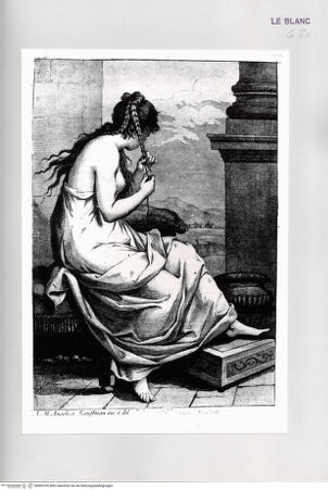 Vorderseite von Istituto Nazionale per la Grafica [http://creativecommons.org/publicdomain/mark/1.0/] Junge Frau beim Haareflechten - , bh509765. Foto.