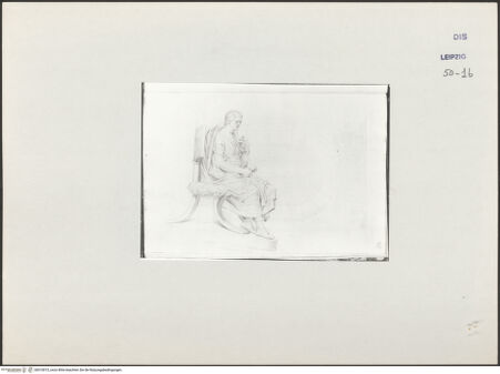Vorderseite von Museum der bildenden Künste Leipzig [https://www.deutsche-digitale-bibliothek.de/content/lizenzen/rv-ez/] Album mit Zeichnungen und EntwürfenStudie nach einer antiken Sitzstatue - , bh510015_recto. Foto.