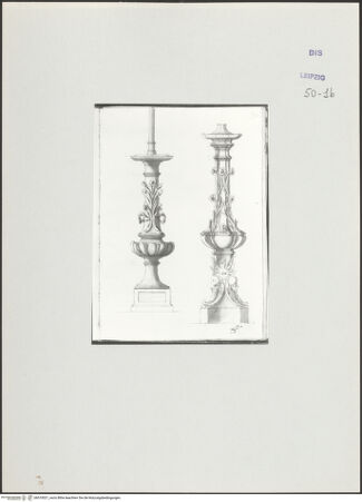 Vorderseite von Museum der bildenden Künste Leipzig [https://www.deutsche-digitale-bibliothek.de/content/lizenzen/rv-ez/] Album mit Zeichnungen und EntwürfenEntwurf für zwei Kandelaber - , bh510021_recto. Foto.