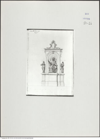 Vorderseite von Museum der bildenden Künste Leipzig [https://www.deutsche-digitale-bibliothek.de/content/lizenzen/rv-ez/] Album mit Zeichnungen und EntwürfenEntwurf für ein Papstgrab - , bh510022_recto. Foto.
