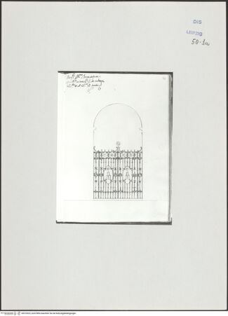 Vorderseite von Museum der bildenden Künste Leipzig [https://www.deutsche-digitale-bibliothek.de/content/lizenzen/rv-ez/] Album mit Zeichnungen und EntwürfenEntwurf eines Gitters - , bh510025_recto. Foto.