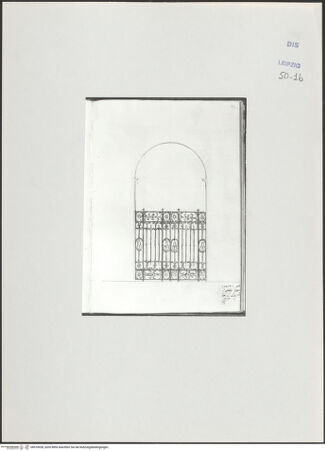 Vorderseite von Museum der bildenden Künste Leipzig [https://www.deutsche-digitale-bibliothek.de/content/lizenzen/rv-ez/] Album mit Zeichnungen und EntwürfenEntwurf eines Gitters - , bh510028_recto. Foto.