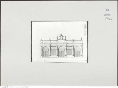 Vorderseite von Museum der bildenden Künste Leipzig [https://www.deutsche-digitale-bibliothek.de/content/lizenzen/rv-ez/] Album mit Zeichnungen und EntwürfenFassadenprojekt für Santa Maria in Trastevere, Zeichnung - , bh510033_recto. Foto.