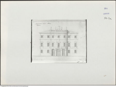 Vorderseite von Museum der bildenden Künste Leipzig [https://www.deutsche-digitale-bibliothek.de/content/lizenzen/rv-ez/] Album mit Zeichnungen und EntwürfenEntwurf einer Palastfassade - , bh510034_recto. Foto.