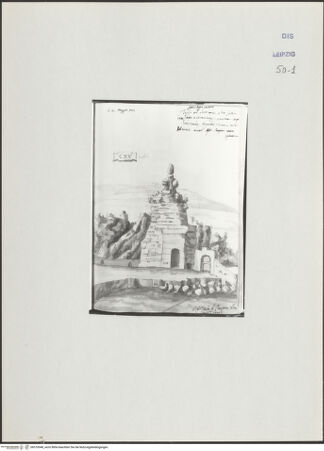 Vorderseite von Museum der bildenden Künste Leipzig [https://www.deutsche-digitale-bibliothek.de/content/lizenzen/rv-ez/] Album mit Zeichnungen und EntwürfenLandschaft mit Ruine - , bh510048_recto. Foto.