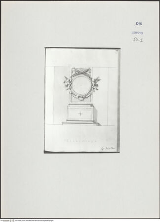 Vorderseite von Museum der bildenden Künste Leipzig [https://www.deutsche-digitale-bibliothek.de/content/lizenzen/rv-ez/] Album mit Zeichnungen und EntwürfenEntwurf für ein Grabmal - , bh510052_recto. Foto.