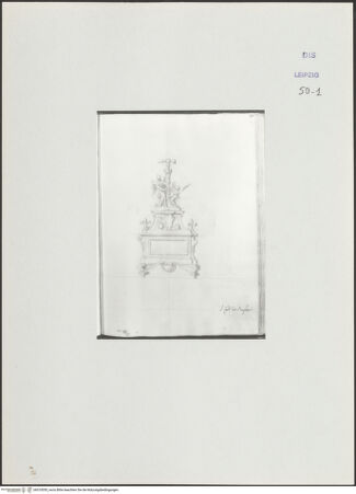 Vorderseite von Museum der bildenden Künste Leipzig [https://www.deutsche-digitale-bibliothek.de/content/lizenzen/rv-ez/] Album mit Zeichnungen und EntwürfenEntwurf für Grabmal - , bh510055_recto. Foto.