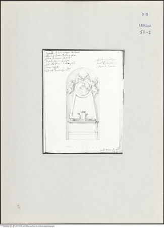 Vorderseite von Museum der bildenden Künste Leipzig [https://www.deutsche-digitale-bibliothek.de/content/lizenzen/rv-ez/] Album mit Zeichnungen und EntwürfenEntwurf eines Grabmals - , bh510058_recto. Foto.