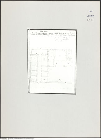 Vorderseite von Museum der bildenden Künste Leipzig [https://www.deutsche-digitale-bibliothek.de/content/lizenzen/rv-ez/] Album mit Zeichnungen und EntwürfenGrundriss eines Palastes - , bh510066_recto. Foto.