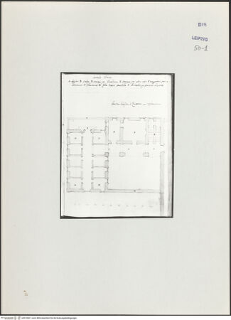 Vorderseite von Museum der bildenden Künste Leipzig [https://www.deutsche-digitale-bibliothek.de/content/lizenzen/rv-ez/] Album mit Zeichnungen und EntwürfenGrundriss eines Palastes - , bh510067_recto. Foto.