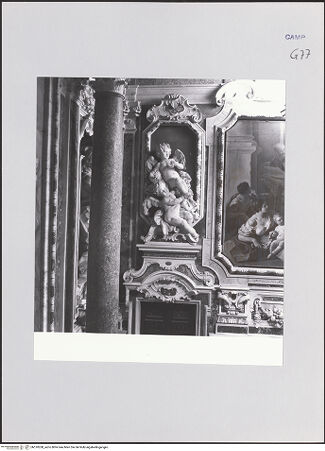 Vorderseite von ICCD [https://www.deutsche-digitale-bibliothek.de/content/lizenzen/rv-ez/] Wanddekoration der Cappella dell'AssuntaEngelspaar mit Mariensymbol nach der lauretanischen Litanei: Stella matutina - Gesamtansicht, bh510268_recto. Foto.