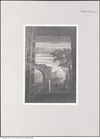 Vorderseite von Christian, Kathleen [https://www.deutsche-digitale-bibliothek.de/content/lizenzen/rv-ez/] Dekorationssystem aus Landschaftsveduten und mythologischem Fries und TugendenUnteres Register: Karyatiden, Atlanten und Landschaftsausblicke - Landschaftsausblick, rechts vom Kamin, bh510297_recto. Foto: Christian, Kathleen.