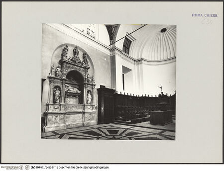 Vorderseite von Bibliotheca Hertziana [https://www.deutsche-digitale-bibliothek.de/content/lizenzen/rv-fz/] Santa Maria del Popolo - Chor, linke Wand mit Grabmal des Ascanio Sforza, bh510407_recto. Foto.