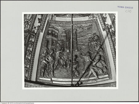 Vorderseite von Sopr. BAS ROMA [https://www.deutsche-digitale-bibliothek.de/content/lizenzen/rv-ez/] Stuckdekoration - Martyrium des heiligen Chrysogonus, bh510912_recto. Foto.