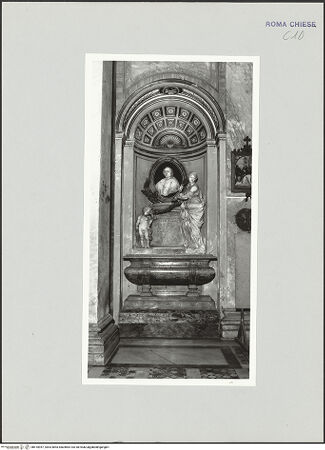 Vorderseite von Sopr. BAS ROMA [https://www.deutsche-digitale-bibliothek.de/content/lizenzen/rv-ez/] Grabmal des Titelkardinals Giacomo Millo, gest. 1758 - , bh510957_recto. Foto.