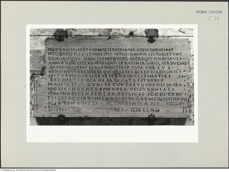 Vorderseite von Sopr. BAS ROMA [https://www.deutsche-digitale-bibliothek.de/content/lizenzen/rv-ez/] Weihinschrift von 1069 - , bh510988_recto. Foto.