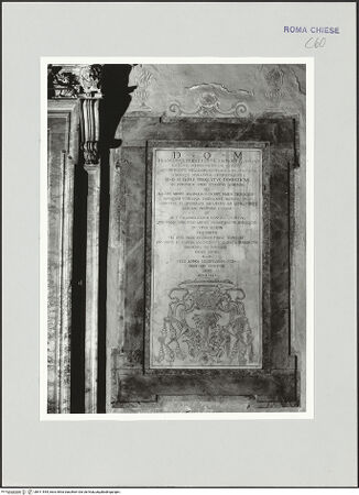 Vorderseite von Sopr. BAS ROMA [https://www.deutsche-digitale-bibliothek.de/content/lizenzen/rv-ez/] Grabplatte des Kardinals Franciscus Fridericus de Iordanis Casalen - , bh511554_recto. Foto.