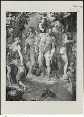 Vorderseite von Musei Vaticani [https://www.deutsche-digitale-bibliothek.de/content/lizenzen/rv-ez/] Das Jüngste Gericht - Gruppe zur Rechten Christi, bh512007_recto. Foto.