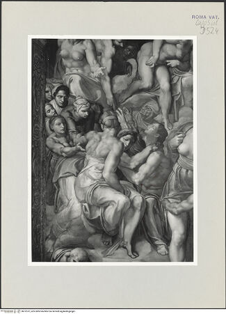 Vorderseite von Musei Vaticani [https://www.deutsche-digitale-bibliothek.de/content/lizenzen/rv-ez/] Das Jüngste Gericht - Äußere Gruppe zur Rechten Christi, bh512012_recto. Foto.