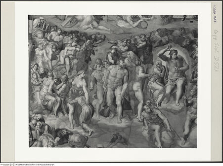 Vorderseite von Musei Vaticani [https://www.deutsche-digitale-bibliothek.de/content/lizenzen/rv-ez/] Das Jüngste Gericht - Die Seligen, Abteilung zur Rechten Christi, bh512015_recto. Foto.
