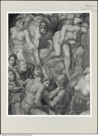 Vorderseite von Musei Vaticani [https://www.deutsche-digitale-bibliothek.de/content/lizenzen/rv-ez/] Das Jüngste Gericht - Äußere Gruppe zur Rechten Christi, bh512018_recto. Foto.