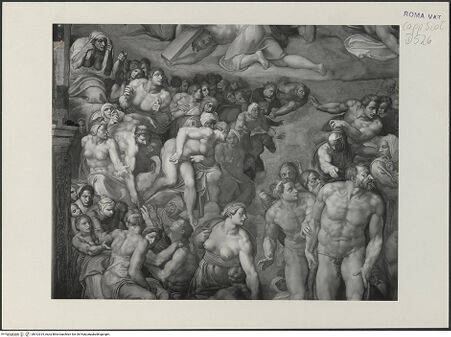 Vorderseite von Musei Vaticani [https://www.deutsche-digitale-bibliothek.de/content/lizenzen/rv-ez/] Das Jüngste Gericht - Gruppe zur Rechten Christi, bh512019_recto. Foto.
