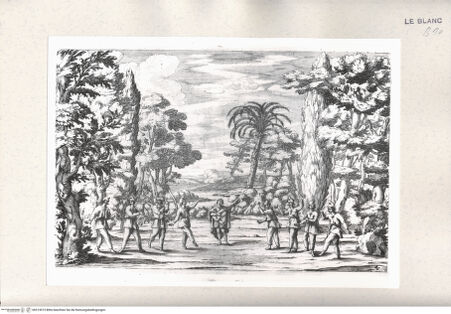 Vorderseite von Istituto Nazionale per la Grafica [http://creativecommons.org/publicdomain/mark/1.0/] Prospettive delle Sciene della Famosissima Rapresentatione di S. Alessio fatta dall Em.mo Sig. Card. Barberino nel Palazzo della Cancellaria in RomaTafel 4: Locus amoenus mit musizierendem Mann und tanzenden Harlekinen - , bh513015. Foto.