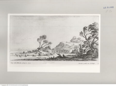 Vorderseite von Istituto Nazionale per la Grafica [http://creativecommons.org/publicdomain/mark/1.0/] Erste Folge von vier LandschaftenTafel 1: Flusslandschaft mit einem Angler - , bh513026. Foto.